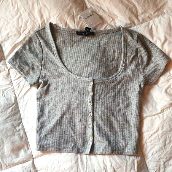 NEW Forever 21 Waffle Crop Top - Picture 1 of 5